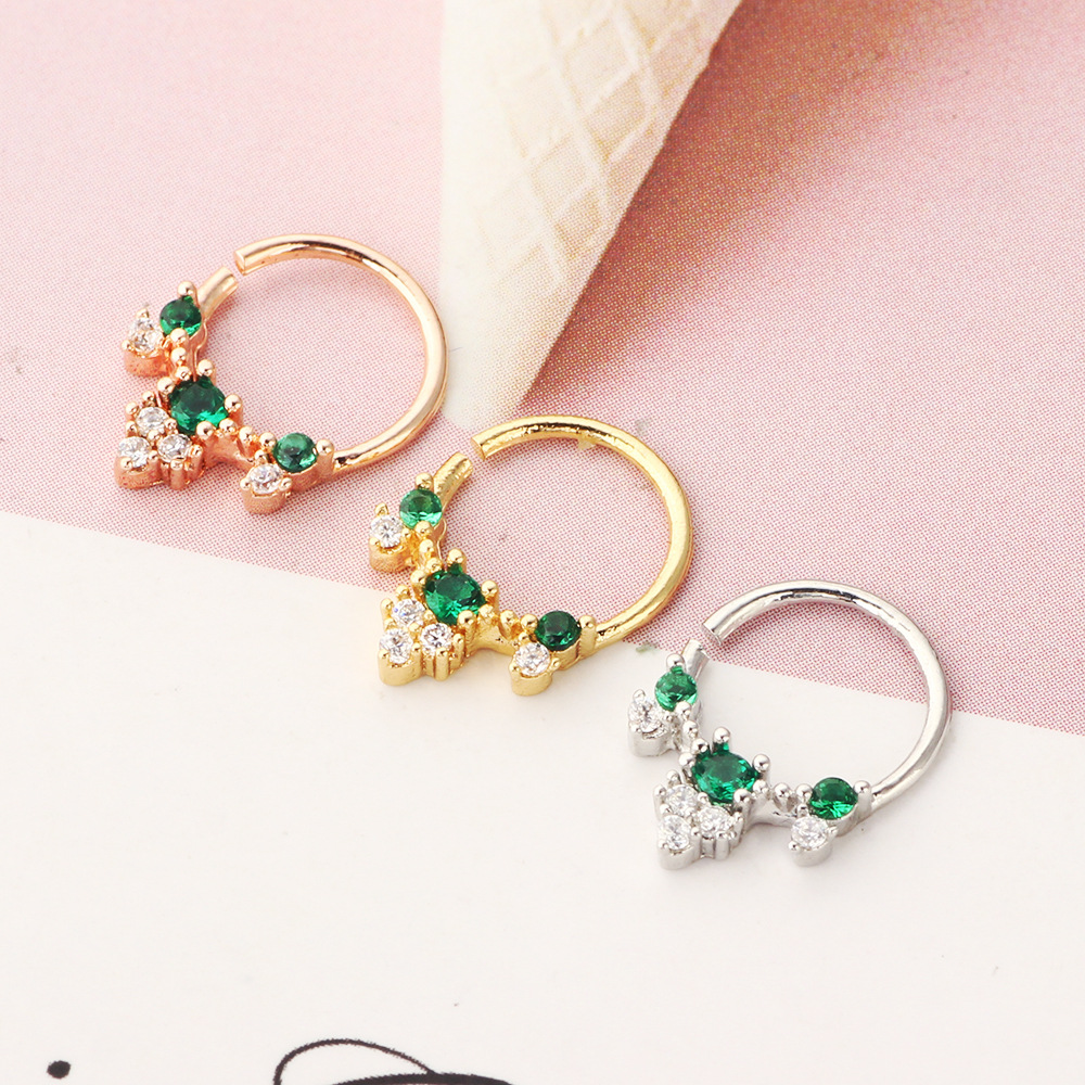 European American New Piercing Zircon Nose Ring Nose Stud Diamond Formless False Nose Ring Rose Gold - Image 4