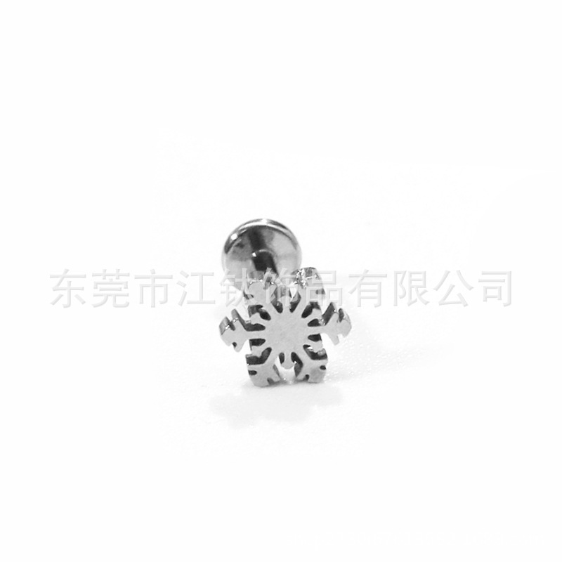 F136 Titanium Snowflake Ear Stud Christmas Ear Worm Stud G23 Titanium Alloy Body Piercing Ear Bone Stud - Image 4