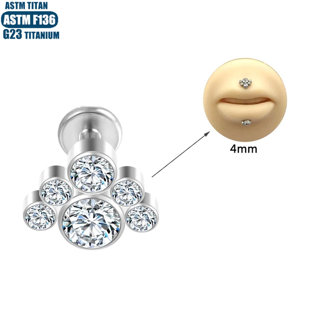 F136 Titanium Lip Ring Zircon Piercing Jewelry Inner Teeth Thread Tracing Pierced Earring Ring - Image 3