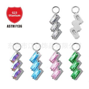 G23 Titanium Ear Cartilage Stud Earring Square CZ Gem Geometric Piercing Jewelry