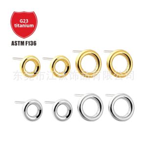 Rose Gold G23 Titanium Alloy Cartilage Hoop Earring 16G Geometric Round Simple Body Piercing Jewelry