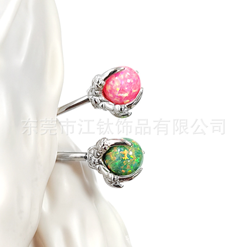 G23 Titanium Dragon Claw Opal Ball Earring - ASTM F136 Titanium Alloy Body Piercing Cartilage Stud - Image 2