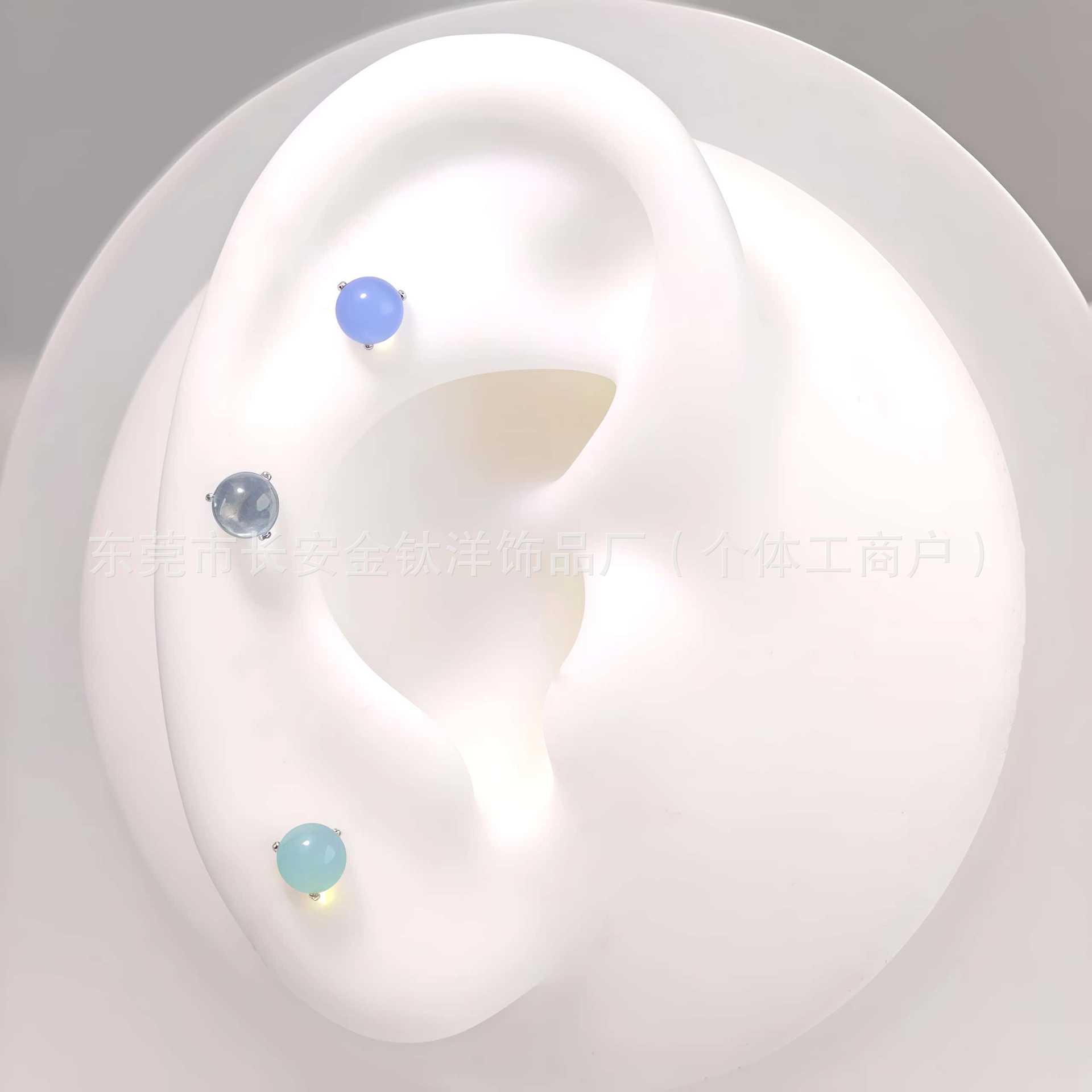 F136 Titanium Three-Claw Bezel-Set Opal Ball Earrings Lip Nails Tongue Nails Ear Bone Nails G23 Titanium Alloy Piercing Jewelry - Image 4