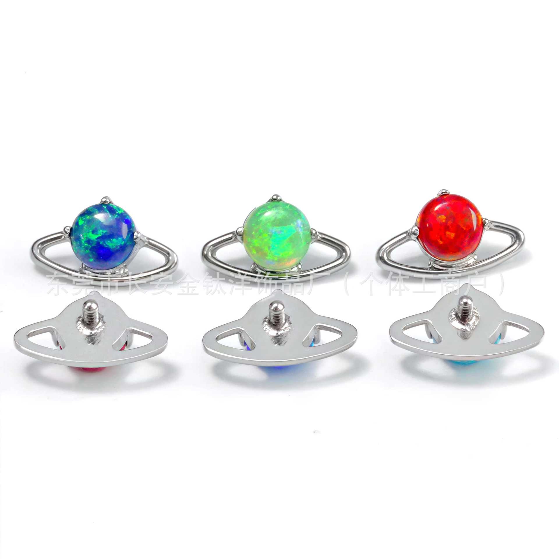 F136 Titanium Round Planet Orbit Opal Lip Stud Earring Cochlear Ear Bone Stud G23 Titanium Alloy Piercing Jewelry - Image 4