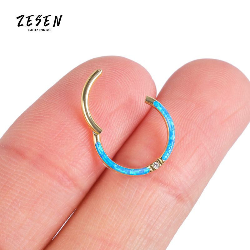 Personalized Titanium Steel Opal Lip Ring Horseshoe Nose Septum Ear Bone Piercing Jewelry Gold - Image 4