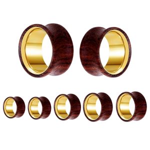 Wood Color Hollow Ear Cuff Expander Earring for Cartilage Piercing, 20mm, Stainless Steel, Geometric Ethnic Style
