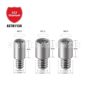 G23 Titanium 14G/16G Extension Rod 2mm Internally Threaded Piercing Jewelry for Tongue Navel Lip