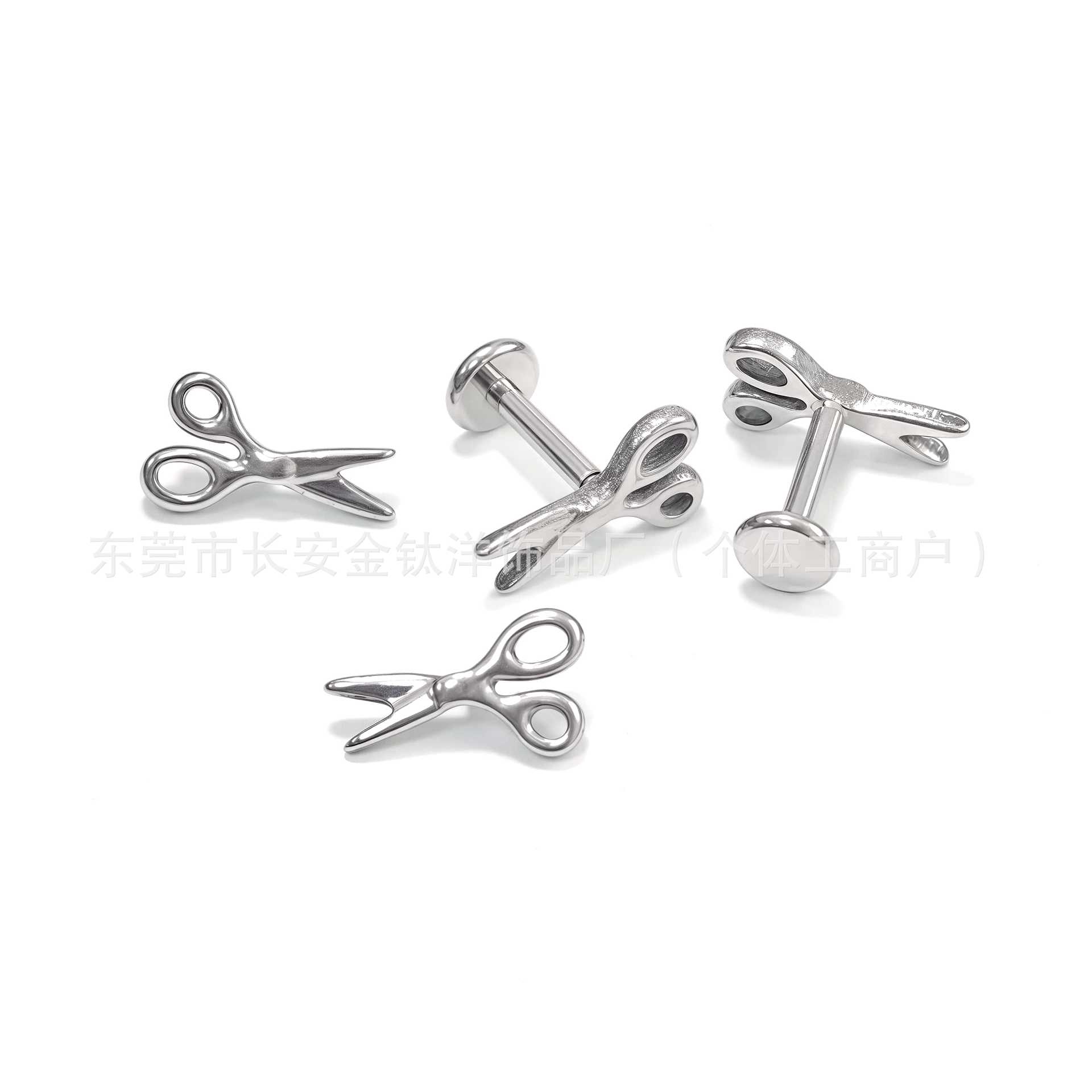 F136 Titanium Internal Thread Scissors Earrings Nose Studs Ear Bone Studs Cochlear Studs G23 Titanium Alloy Body Piercing Jewelry - Image 4