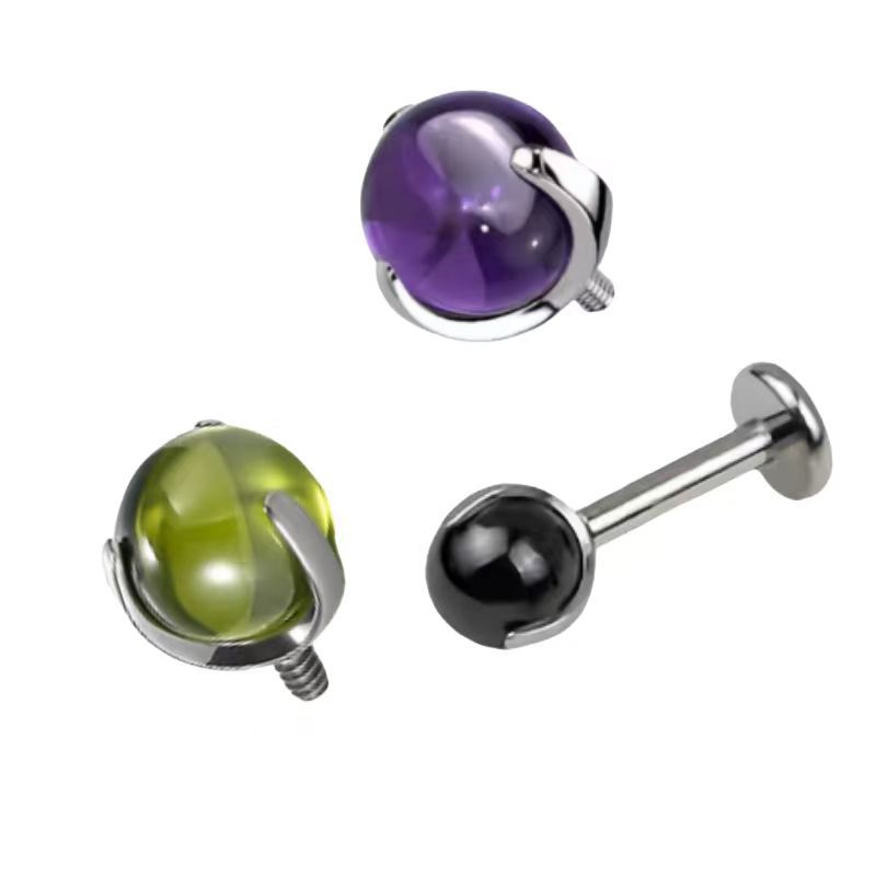 F136 Titanium Three-Claw Claw Set Zircon Ball Ear Bone Nail Tongue Nail G23 Titanium Alloy Piercing Jewelry Lip Nail Accessories - Image 5