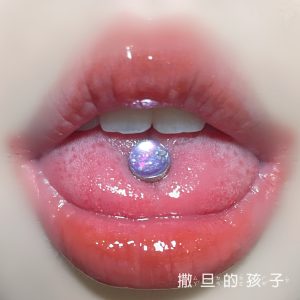 Yixing Star 14G Externally Threaded Titanium Steel Tongue Barbell Tongue Ring Tongue Piercing Jewelry - Green