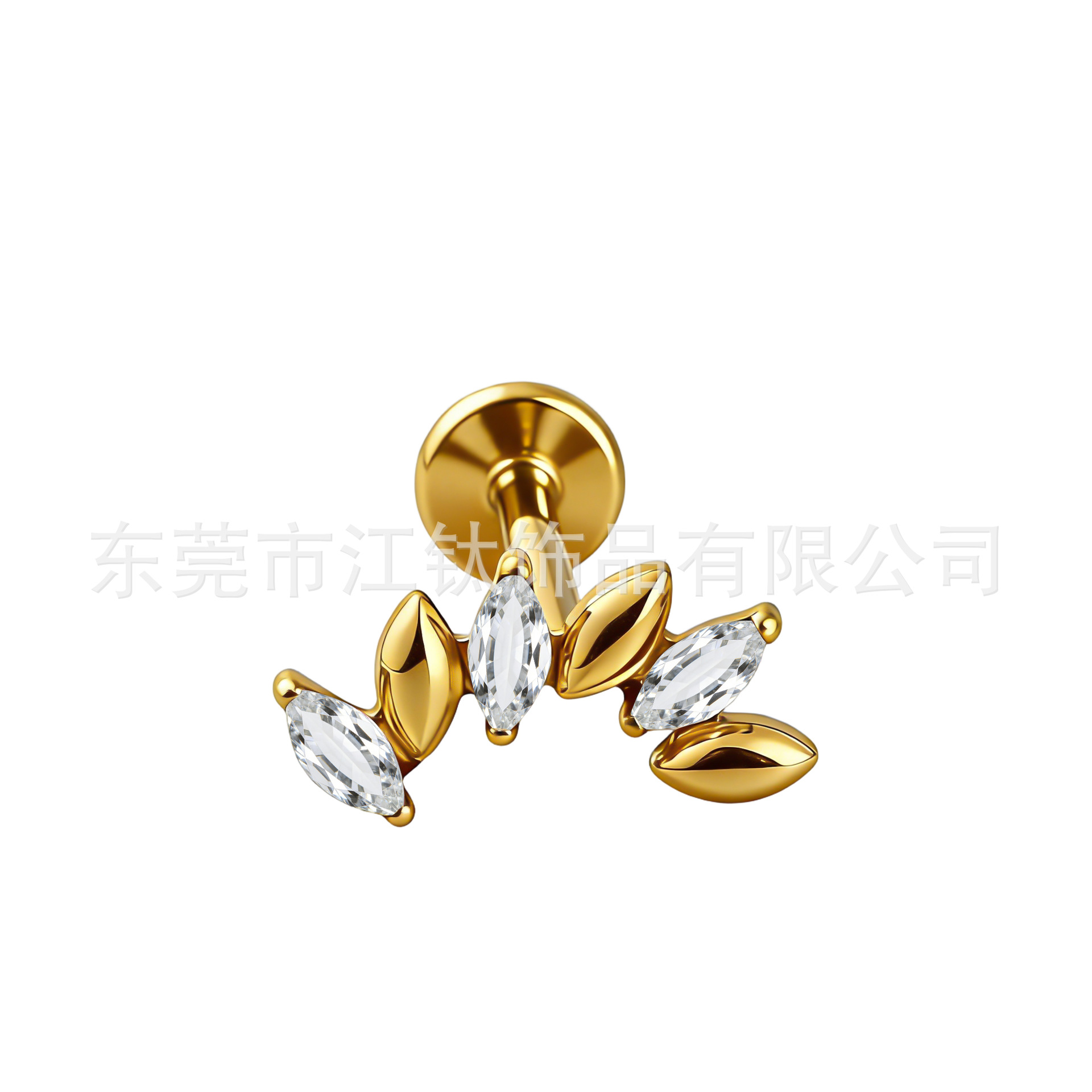 JT1018 G23 Titanium Ear Bone Stud with Marquise-Cut CZ - Fashionable Helix Earring for Men and Women - Image 5
