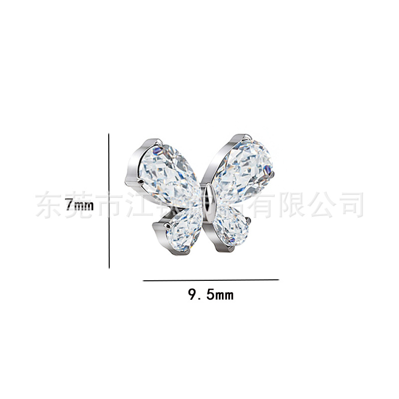 Butterfly Inlaid Zircon G23 Titanium Alloy Cartilage Stud Ear Piercing Jewelry for Women Men - Image 2