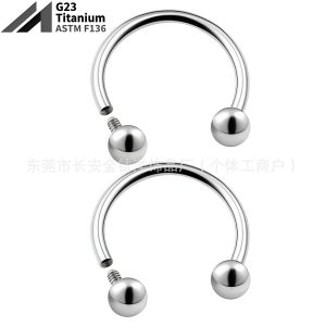 F136 Titanium Internal Thread C-Shape Ball Nose Septum Nose Stud Lip Stud Nose Ring Body Piercing Jewelry