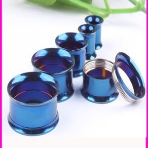Blue Inner Spiral Ear Expander 316L Surgical Steel Ear Tunnels Plug Stretcher Wholesale Body Jewelry