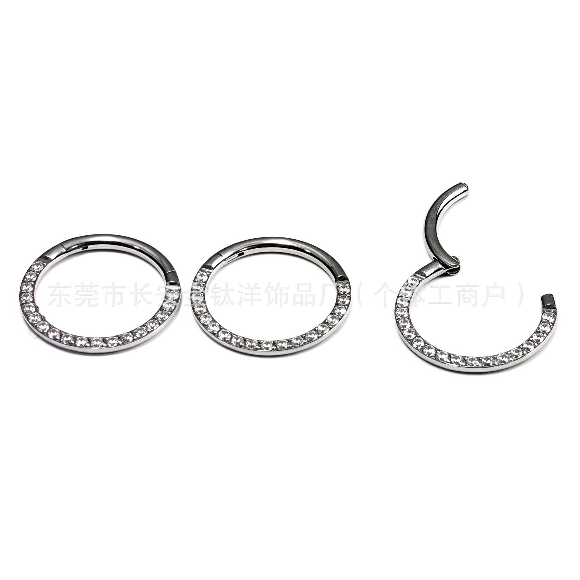 F136 Titanium Side-Set Closed Ring with Diamond Nose Ring Ear Bone Ring G23 Titanium Alloy Piercing Jewelry - Image 2