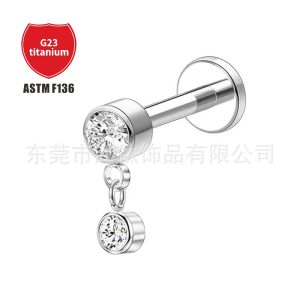 F136 Titanium Earring Pendant Set 5A Zircon Lip Nail Cross-Border G23 Titanium Alloy Human Piercing Jewelry Ear Bone Stud