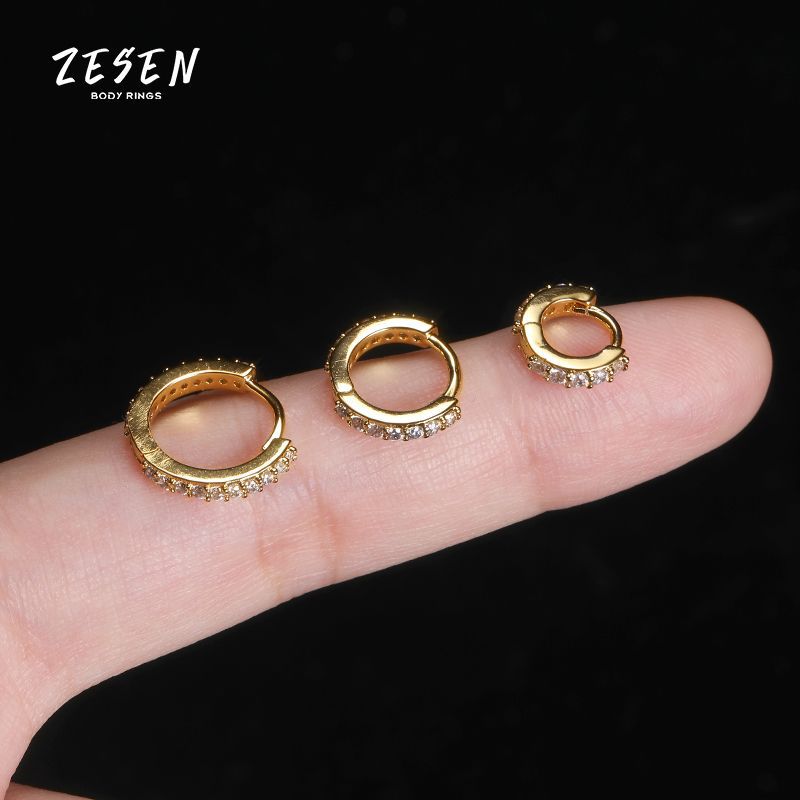 Full Bright Hand Throwing Round Line CZ Earrings Copper Diamond Zircon Earrings for Women - Image 3