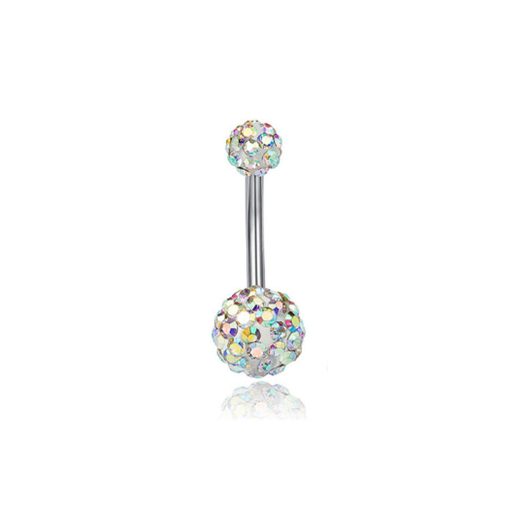 4-Piece Stainless Steel Zircon Diamond Belly Button Ring Set with Opal and Zircon Balls - Image 2