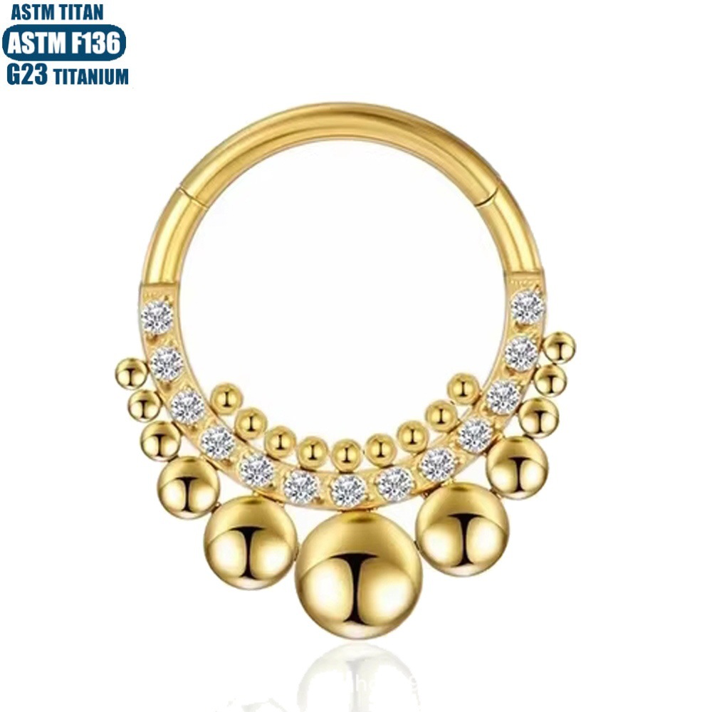F136 Titanium Alloy Zircon Seamless Hinge Nose Ring Cartilage Ear Bone Ring Conch Piercing - Image 2
