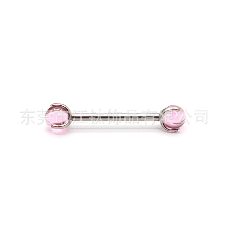 F136 Titanium Nipple Nail Tongue Nail Three Claw Embryo Ball Zircon Internal Teeth Straight Rod Cross-Border G23 Titanium Alloy Body Piercing Jewelry - Image 5