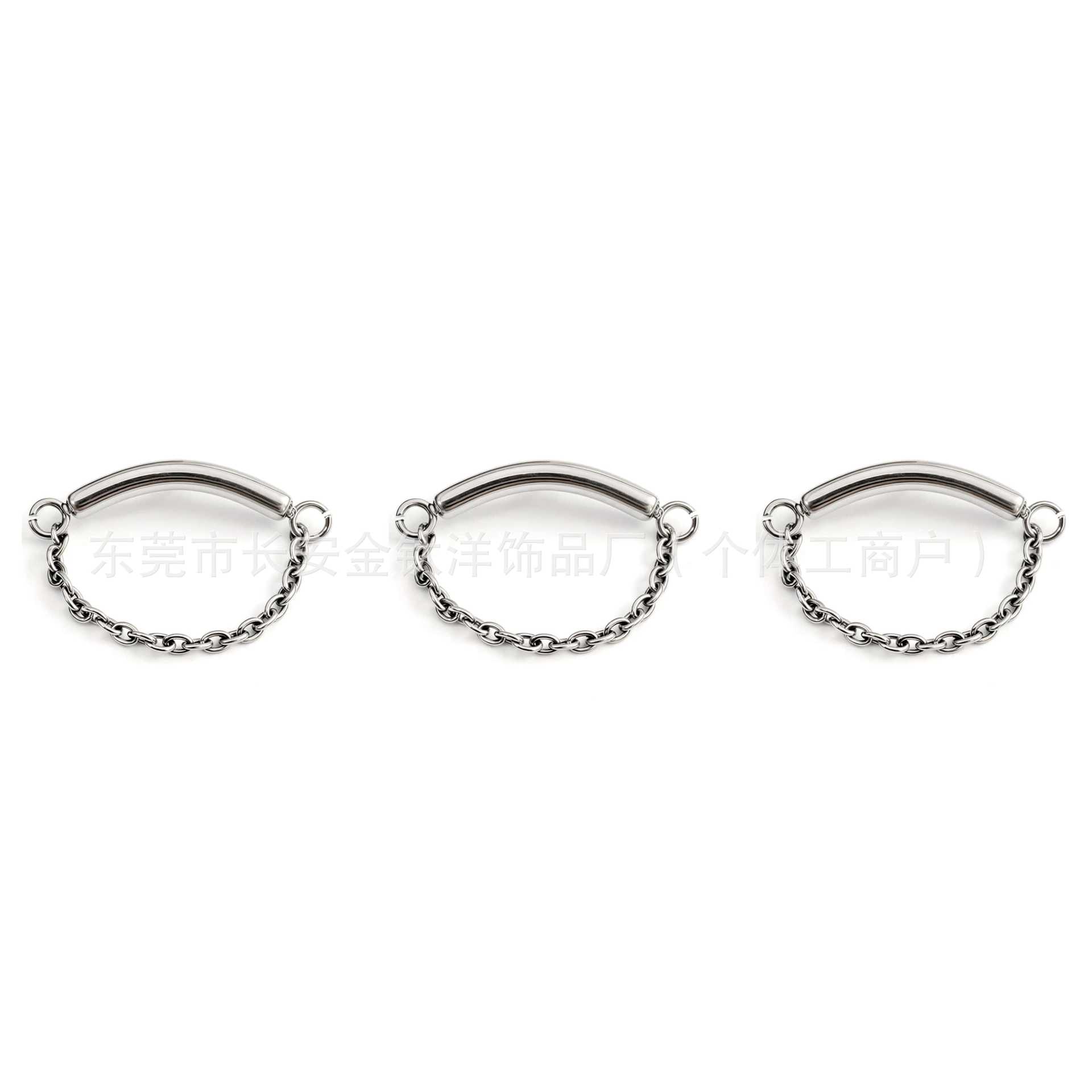 F136 Titanium Curved Single and Double Chain Pendant Lip Nose Ear Piercing Jewelry - Image 2