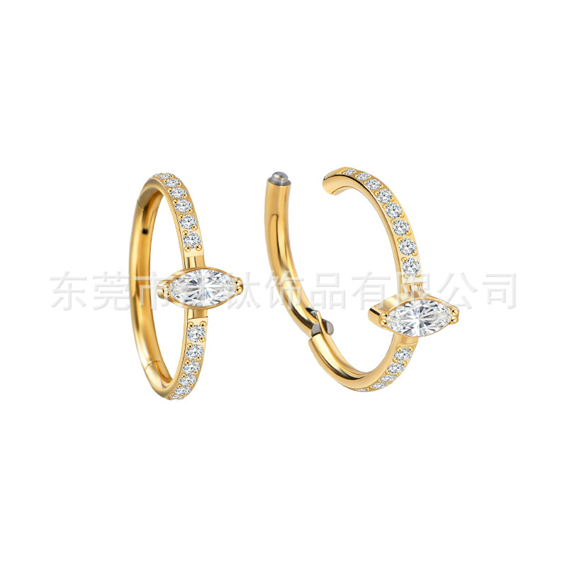 G23 Titanium Alloy Ear Hoop with Marquise Zircon - Geometric Body Piercing Earring - Image 5