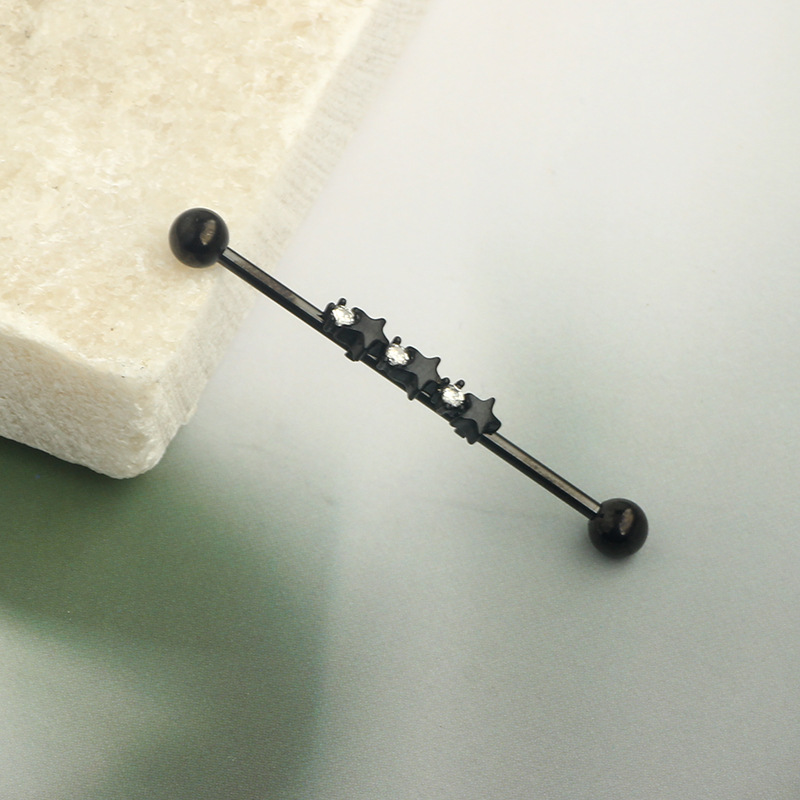 Stainless Steel Star Zircon Long Rod Industrial Stud Earring Punk Ear Bone Piercing Jewelry - Image 4