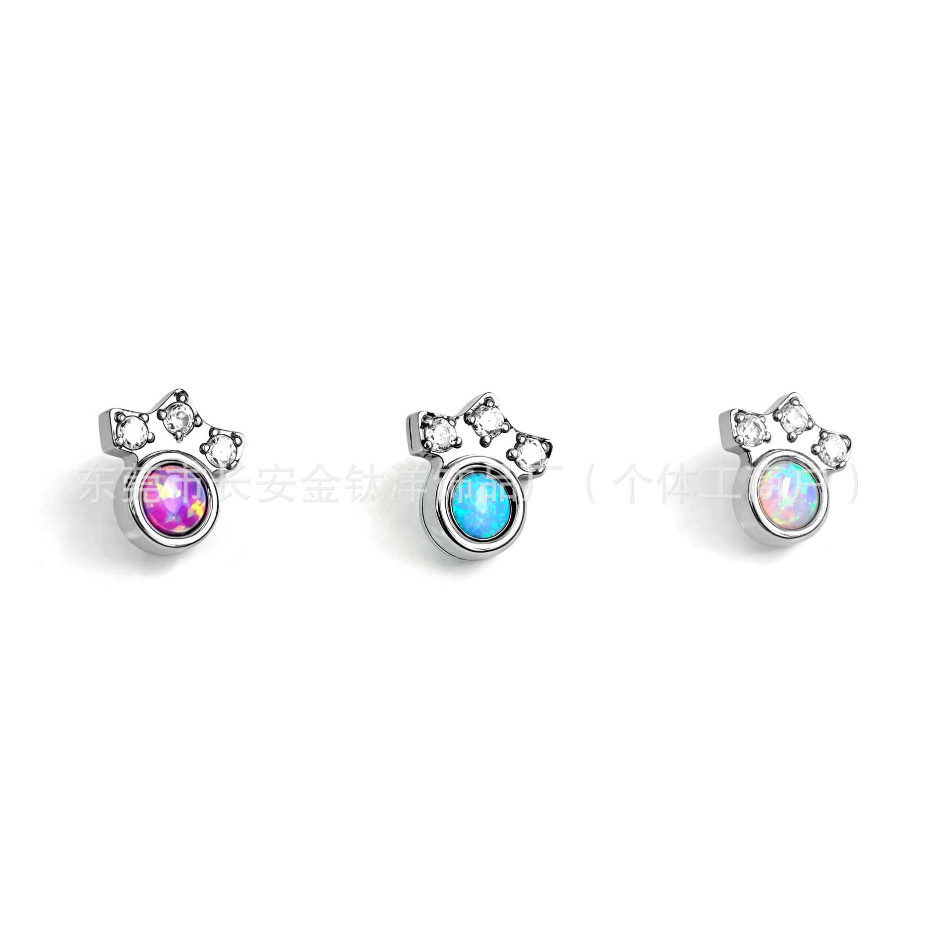 F136 Titanium Internal Thread Opal Cat Claw Zircon Lip Nail Nose Nail Ear Nail Ear Bone Nail G23 Titanium Alloy Piercing Jewelry - Image 4