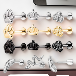 F136 Titanium Alloy Lip Ring Small Ear Nail Thread Inner Tooth Ear Bone Nail Tragus Piercing Earring Cartilage Ring Snake Lip Nail
