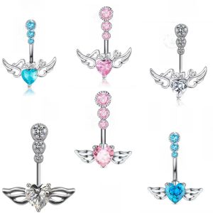 Cross-border Belly Button Ring Angel Wings LOVE Letters CZ Zircon Belly Ring Piercing Jewelry Plating Copper