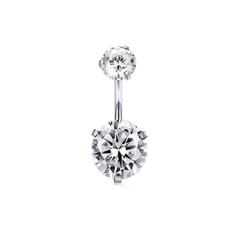 European American Hot New Round Navel Ring with Zircon Belly Button Piercing Jewelry 5-Piece Set Silver - Image 2
