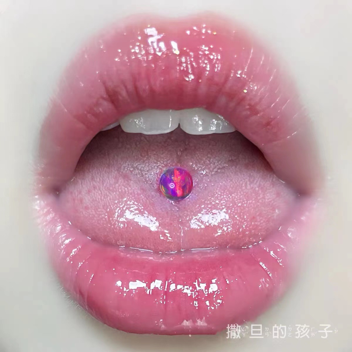 Aurora Opal Tongue Nail Opal External Thread High Quality Jelly Color Opal Nebula Opal Wholesale Tongue Piercing Barbell - Image 2