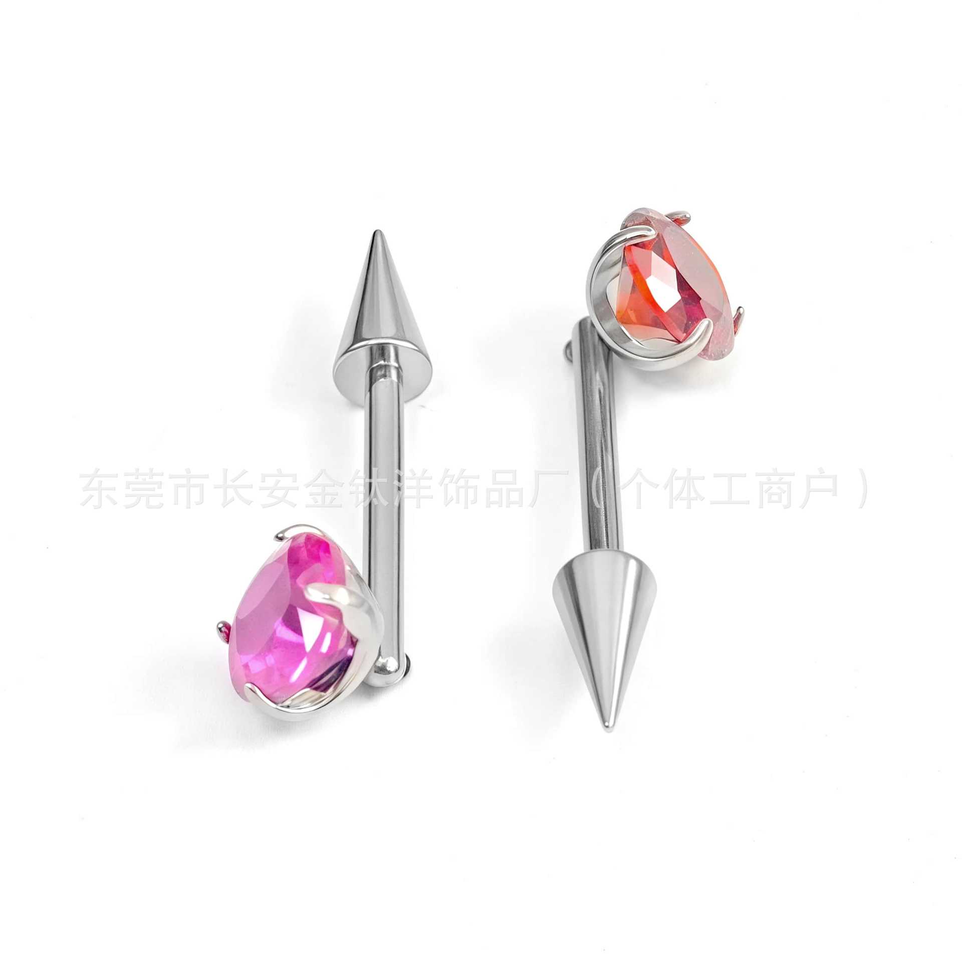 F136 Titanium Internal Thread Pointed Cone Zircon Tiger Nail Earrings G23 Titanium Alloy Body Piercing Jewelry Ear Bone Nails - Image 4