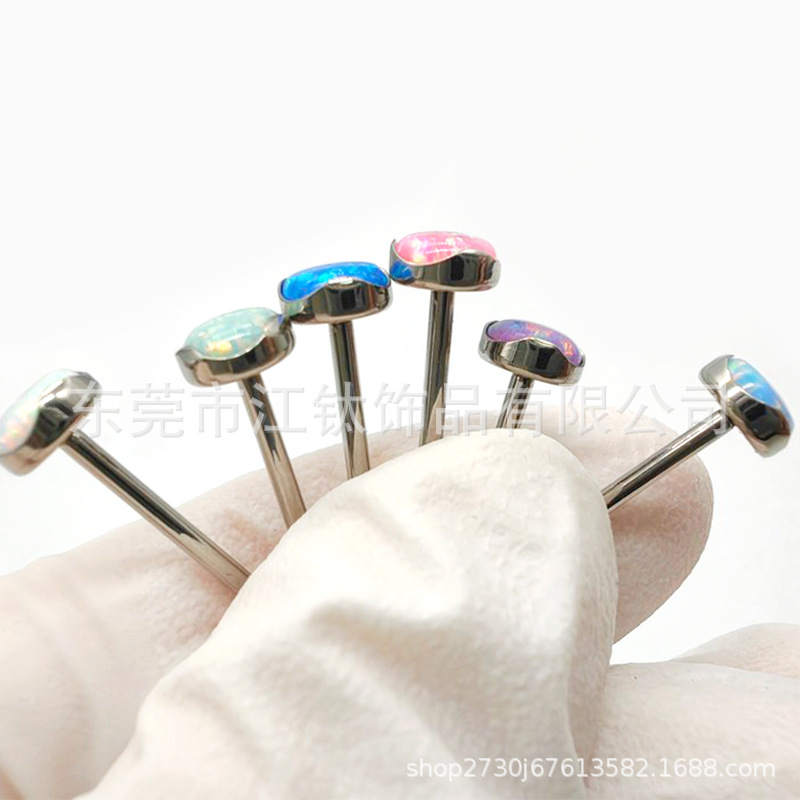 G23 Titanium Opal Lip Nail Navel Nail Tongue Nail Piercing Jewelry JT233 - Image 4