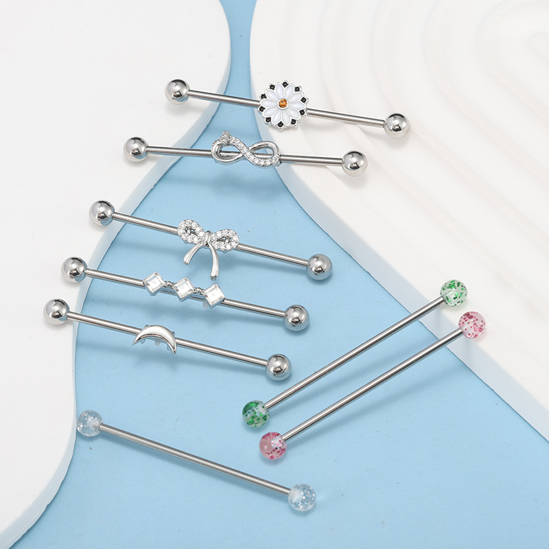 French Style Stainless Steel Industrial Ear Studs Double Ear Hole Snake Shape Piercing Jewelry - Image 3