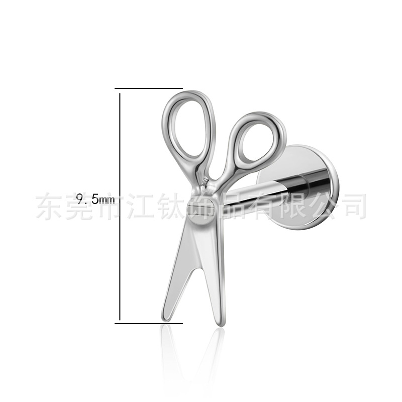Scissor Design Ear Bone Nail G23 Titanium Earring – Polished Gold 1.2x10mm Cartilage Stud - Image 2
