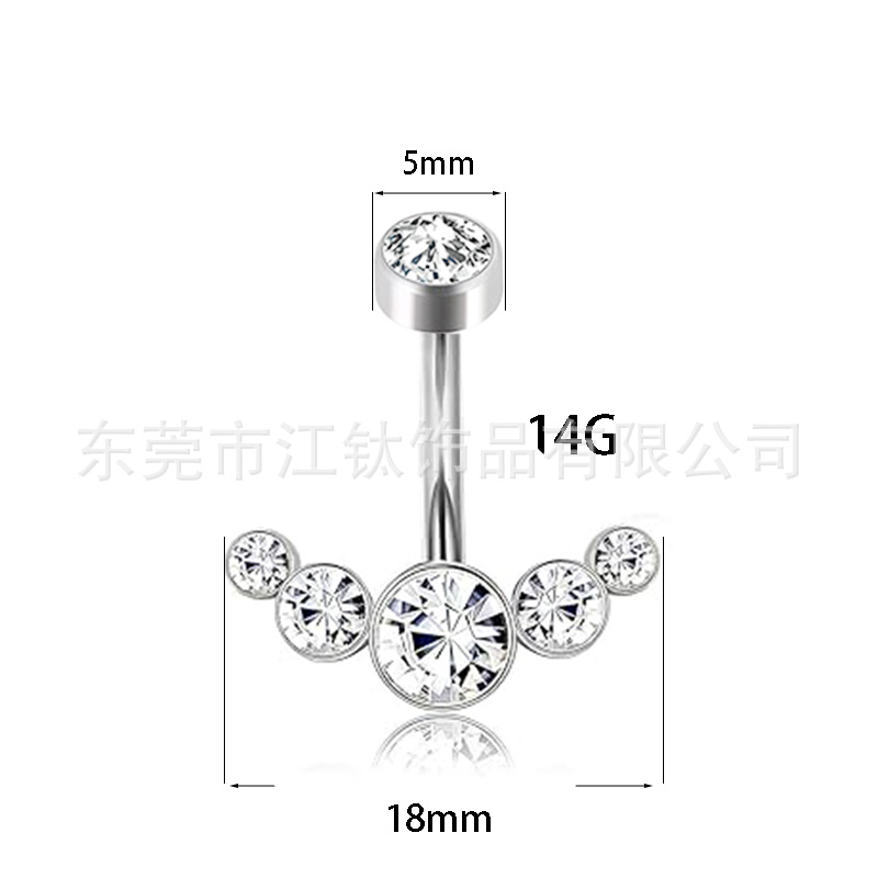 F136 Titanium Navel Ring with G23 Titanium Alloy Cylinder Inlaid 5A Cubic Zirconia Belly Button Piercing Jewelry - Image 2