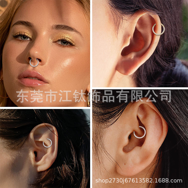 G23 Titanium Nose Ring with Small Pearl - Septum Ring, Nail, Ear Bone Jewelry - Gold 1.2x10mm - Image 4