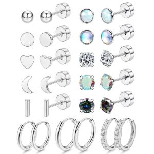 Amazon Best Selling 26Pcs 316L Stainless Steel Round CZ Earring Set Fashion Jewelry Wholesale
