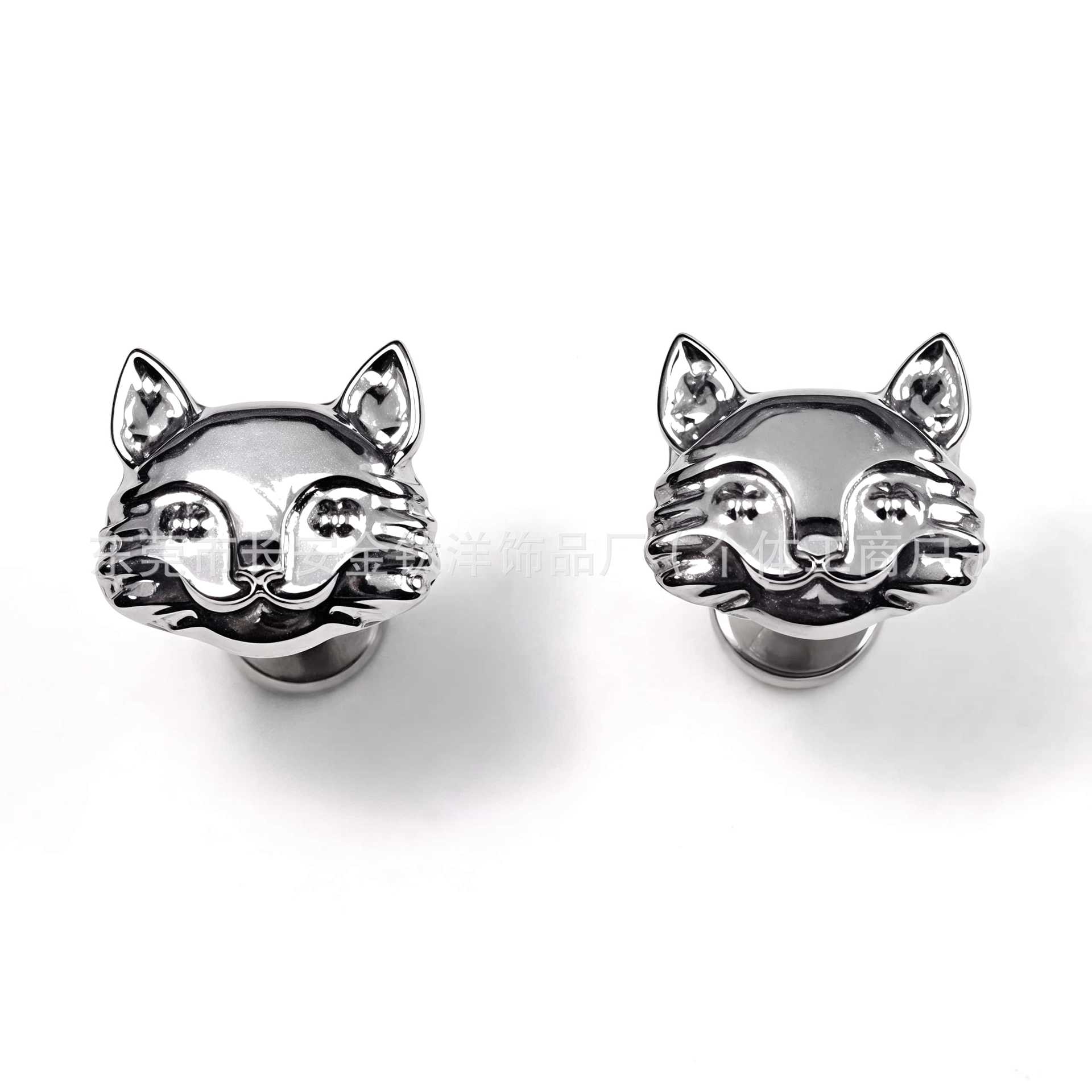 F136 Titanium Glossy Cat Head Earring Nose Stud Cartilage Lip Stud Body Piercing Jewelry 1.2x14mm - Image 2