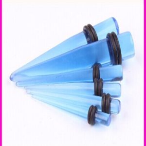 Trendy Blue Pointed Cone Acrylic Ear Plug Ear Gauges for Auricle Non-Mainstream Piercing Jewelry