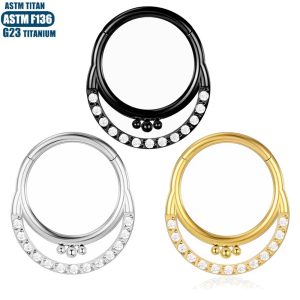 G23 Titanium Moon Zircon Bead Seamless Open Nose Ring Septum Ring Cartilage Earring