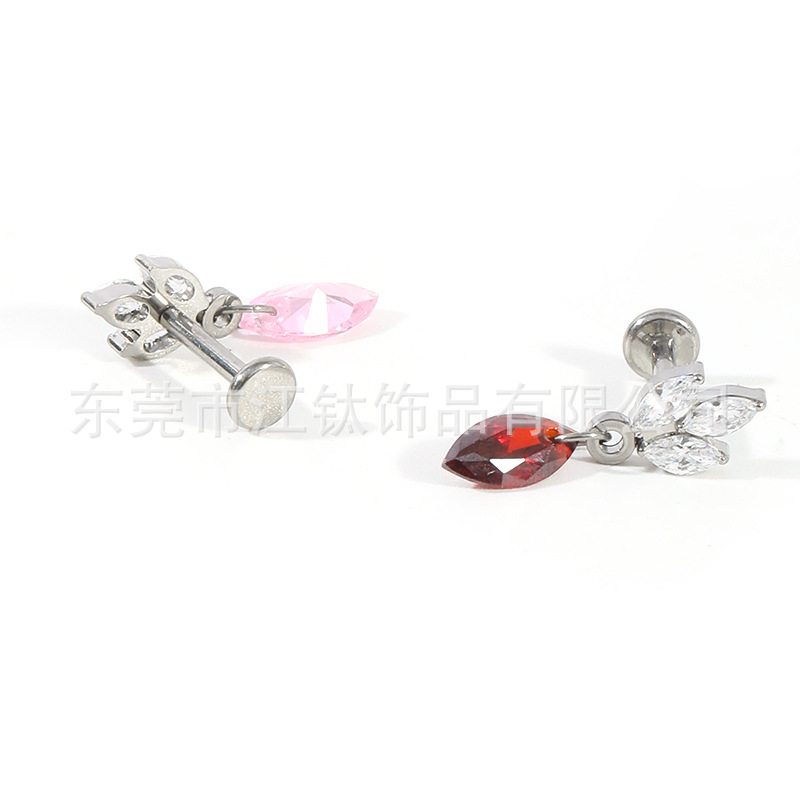 G23 Titanium Horse Eye Pendant Water Drop Pentagonal Implant Pole Ear Bone Nail Body Piercing Jewelry - Image 3