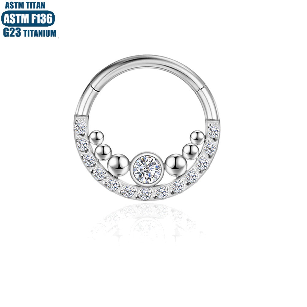 Amazon G23 Titanium Pierced Earrings Internal Bead Cluster Zircon Seamless Ring Septum Ring Nasal Ring Cartilage Ring - Image 2