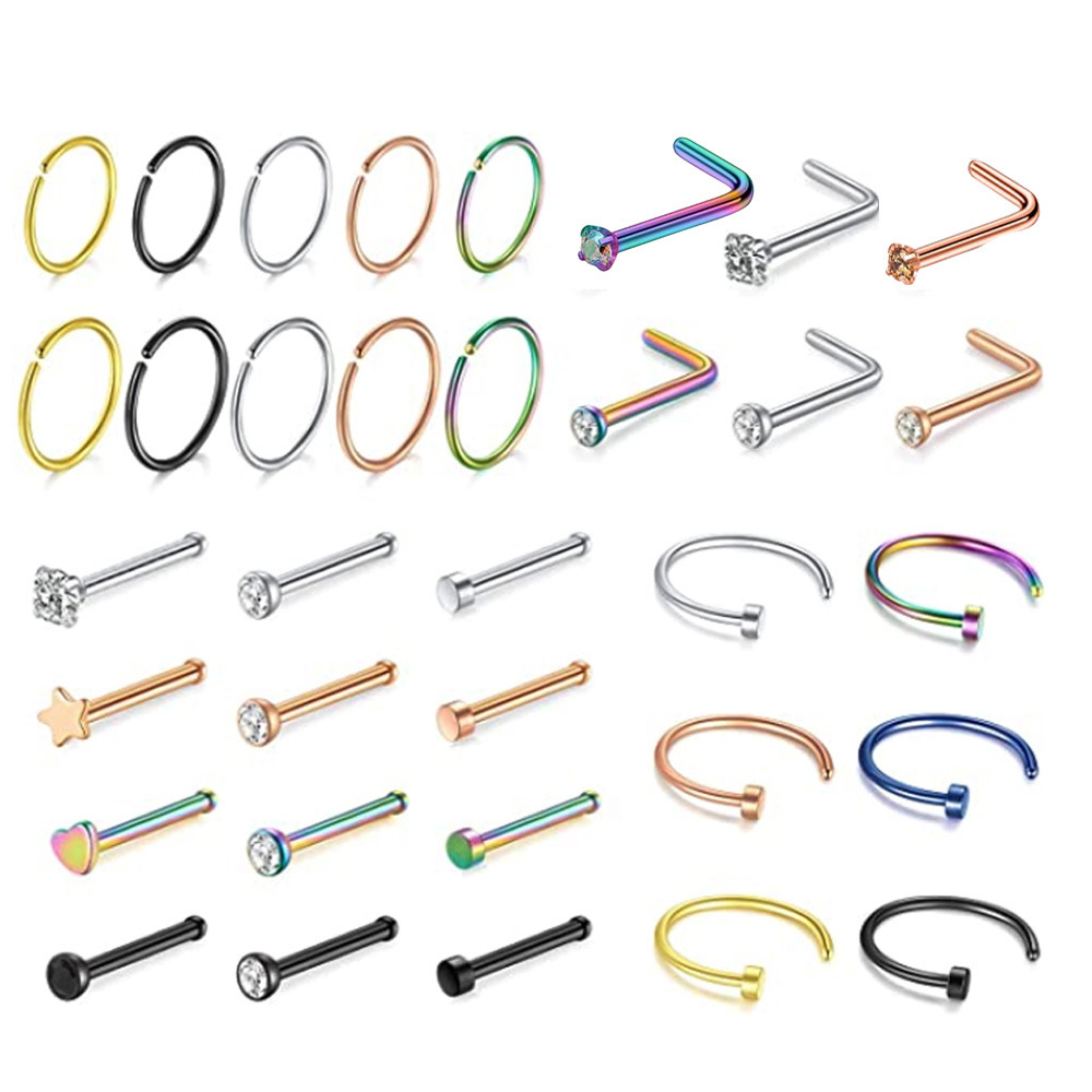 Stainless Steel Nose Clip Hoop Fake Piercing Nose Ring Set Wholesale Body Jewelry - Image 2