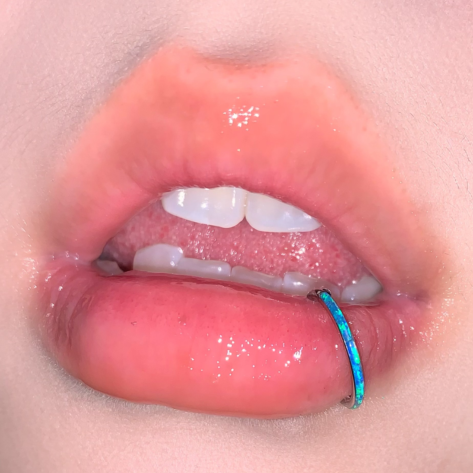 4-Color Opal Lip Ring Seamless Hoop 316L Surgical Steel Lip Piercing Jewelry - Image 5