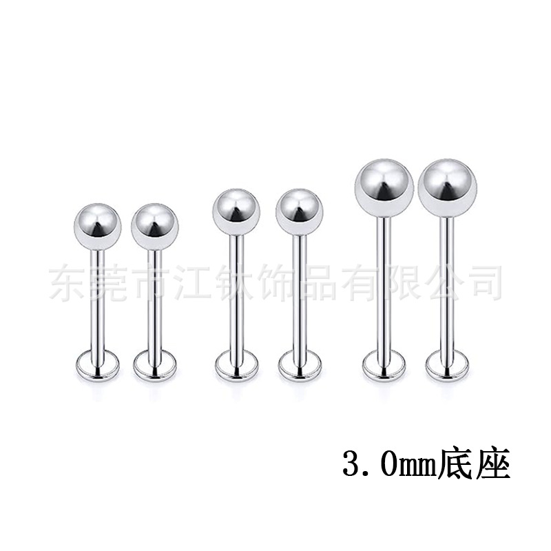 F136 Titanium Lip Nail Rod 3mm Base Inner Tooth Ear Bone Flat Bottom Rod G23 Titanium Alloy Body Piercing Jewelry Earrings - Image 4