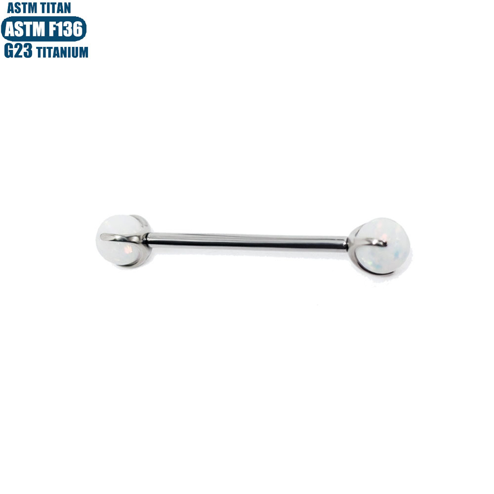 F136 Titanium Opal Lip Tongue Barbell 16G Internally Threaded Body Piercing Jewelry Straight Bar - Image 4