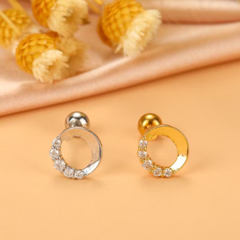 New Diamond Cross Ear Bone Nail Stainless Steel Rod Ear Nail Retro Temperament Earrings - Image 5