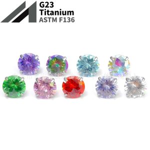 F136 Titanium Round Bottom General Cut Zircon Lip Labret Stud Nose Nail Ear Bone Nail G23 Titanium Alloy Body Piercing Jewelry 6mm